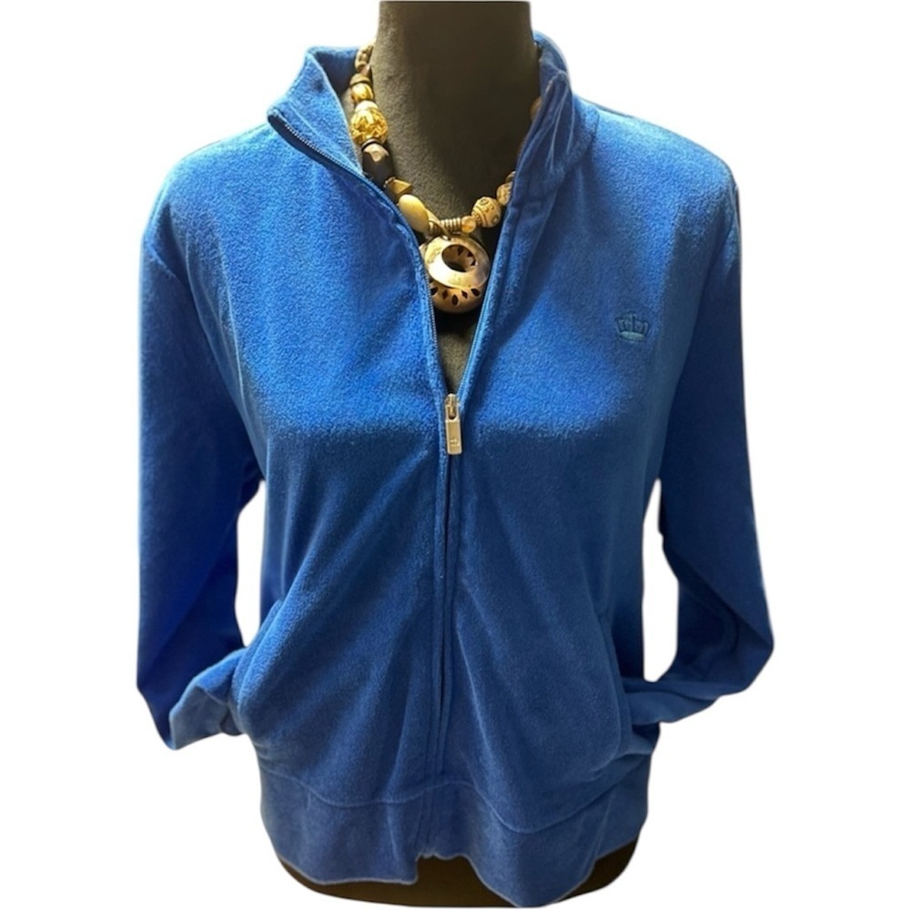 💙💙NWT-JUICY CONTOUR BLUE SLASH VELOUR JACKET SZ L💙💙